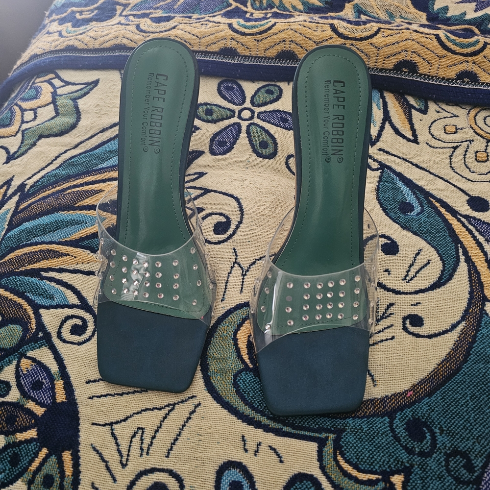 Cape Robbin Women's Blue and Clear Studded Heels